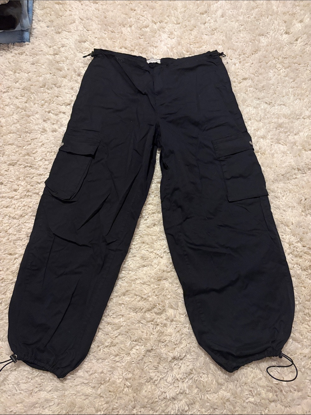 PacSun Black Women's Parachute Pants with Drawstring Ankles